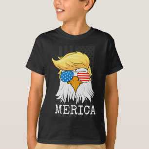 Camiseta Bald Eagle 4 De Julho Trump American Flag Funny