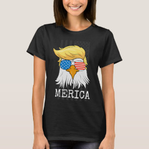 Camiseta Bald Eagle 4 De Julho Trump American Flag Funny