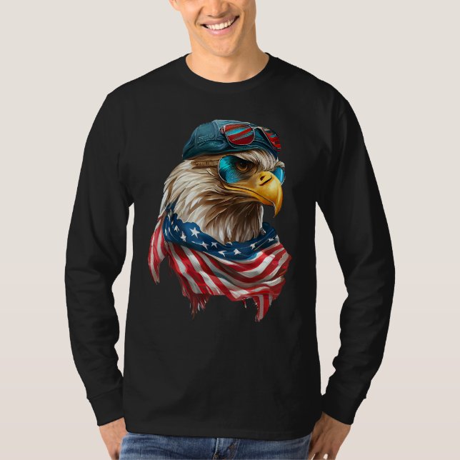 Camiseta Bald Eagle 4th of July Christmas American Flag Of  (Frente)
