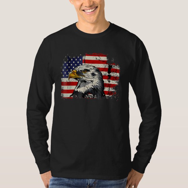Camiseta Bald Eagle 4th of July  USA American Flag Country (Frente)