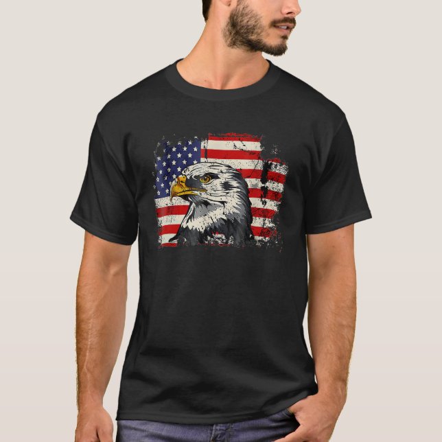 Camiseta Bald Eagle 4th of July  USA American Flag Country (Frente)
