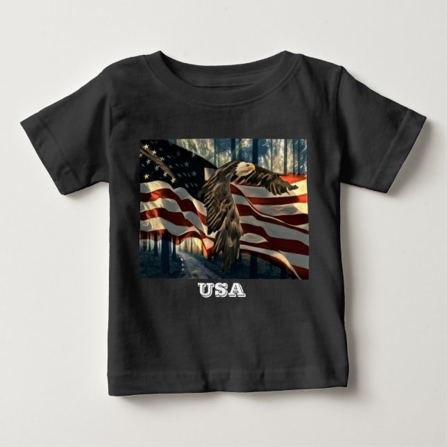 Camiseta Bald Eagle American Flag Country Road (Frente)