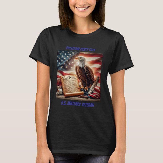 Camiseta Bald Eagle, bandeira dos Estados Unidos e Constitu (Frente)