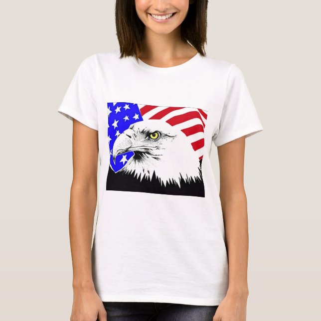 Camiseta Bald Eagle e a bandeira americana (Frente)