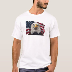 Camiseta Bald Eagle Face com bandeira americana