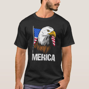 Camiseta Bald Eagle Head & Face American Flag 4º Do Ju