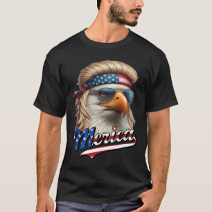 Camiseta Bald Eagle Merica 4 de julho, Eagle Blonde Mullet