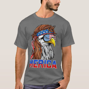 Camiseta Bald Eagle Mullet Merica American Flag Patriótico 