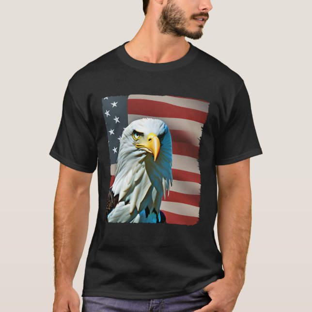 Camiseta Bald Eagle On USA Flag American 4th of July (Frente)