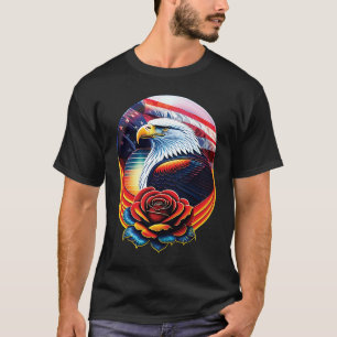 Camiseta Bald Eagle Rosa Patriotic 4 de julho americano