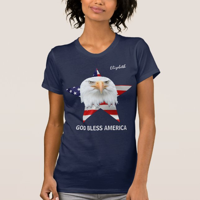 Camiseta Bald Eagle, Star, Flag personalizável na moda (Frente)