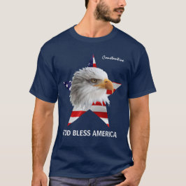 Camiseta Bald Eagle, Star, Sinalizador personalizável adorá