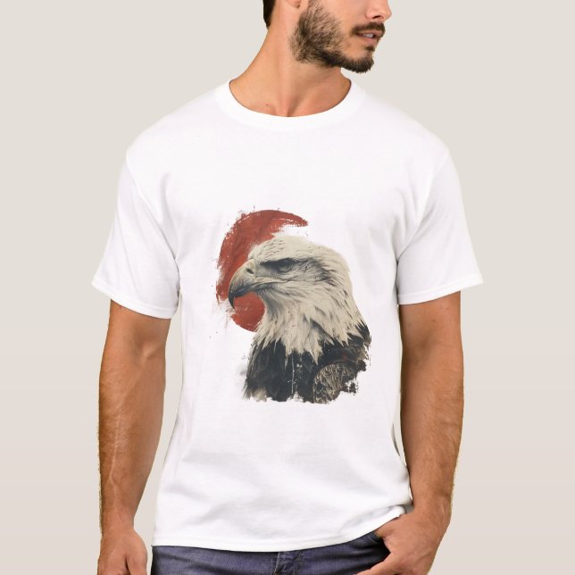 Camiseta Bald Eagle Ukiyo-e, Zenga e Arte Animal Japonesa (Frente)