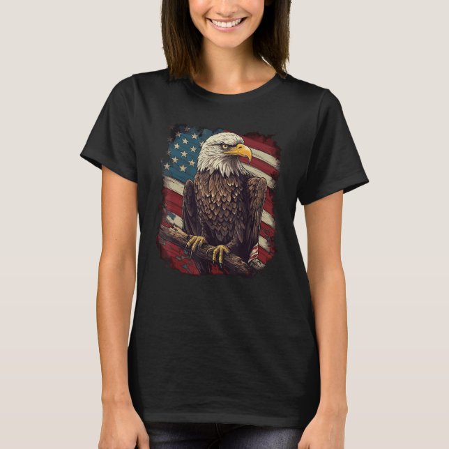 Camiseta Bald Eagle US American Flag 4th Of July Patriotic  (Frente)