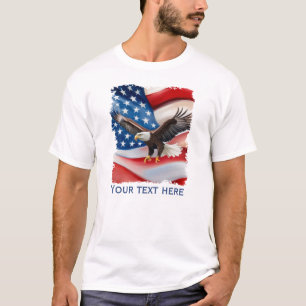 Camiseta Bald Eagle & US Flag 4 De Julho