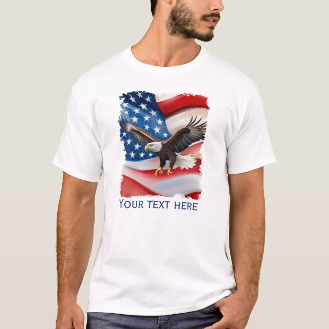 Camiseta Bald Eagle & US Flag 4 De Julho (Frente)