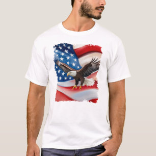 Camiseta Bald Eagle & US Flag 4 De Julho