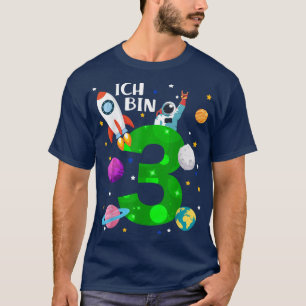 Camiseta Balde de 3 anos, planetas, estrelas, astronauta