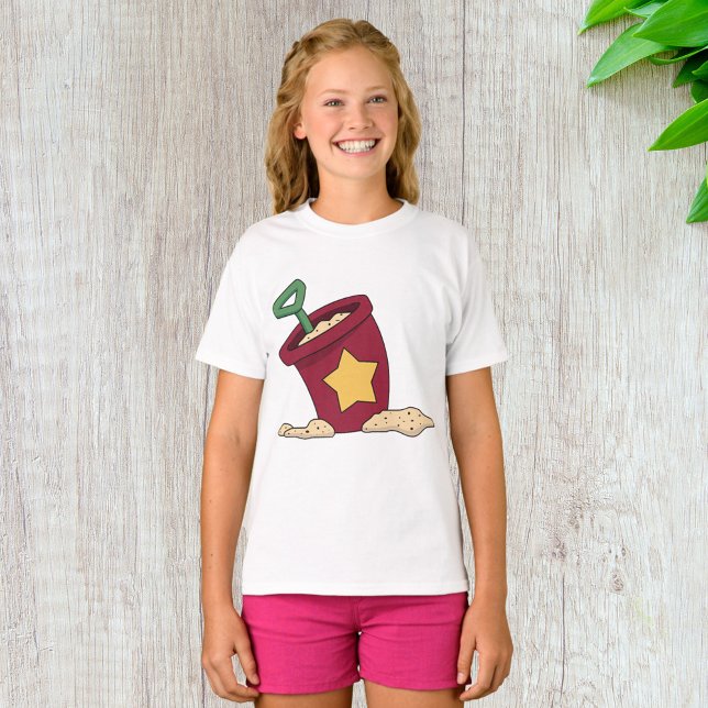 Camiseta Balde de areia vermelha com estrela e pá (Criador carregado)