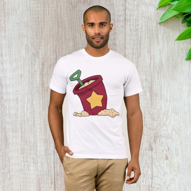 Camiseta Balde de areia vermelha com estrela e pá (Criador carregado)