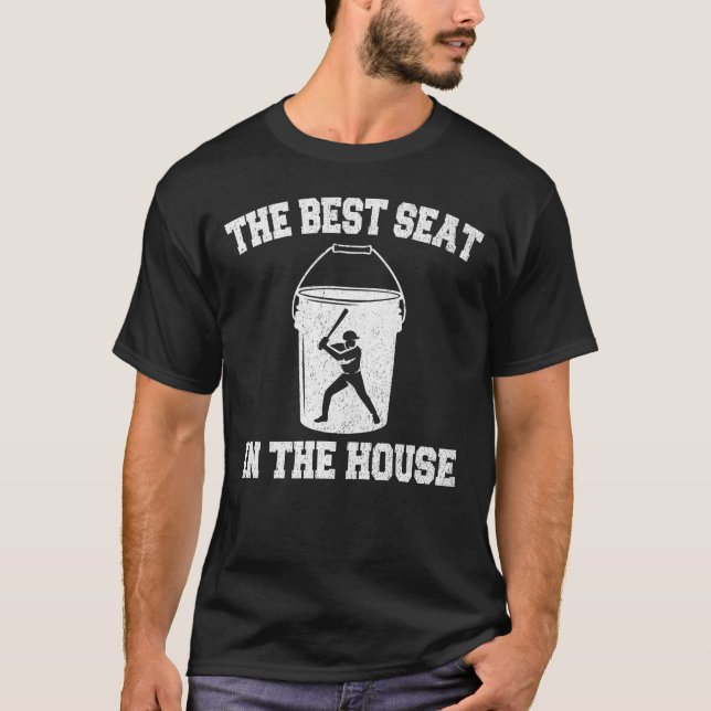Camiseta Balde de Beisebol O Melhor Assento da Casa Engraça (Frente)