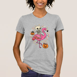 Camiseta Balde de Doces de Esqueleto de Flamingo de Hallowe