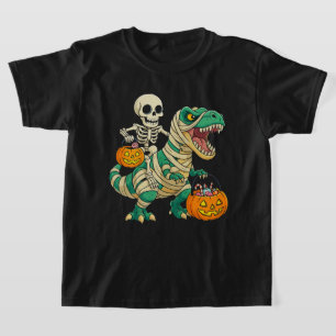 Camiseta Balde de Doces de Halloween com Esqueleto Vibrante