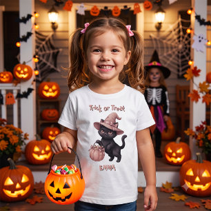 Camiseta Balde de Doces Preto e Rosa do Truque ou Tratament