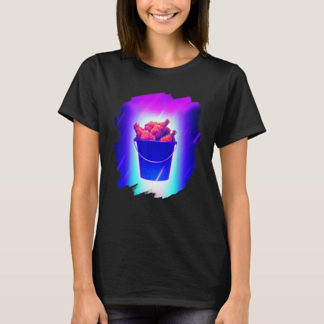 Camiseta Balde de Frango Frito Asa de Frango Engraçada Drum (Frente)