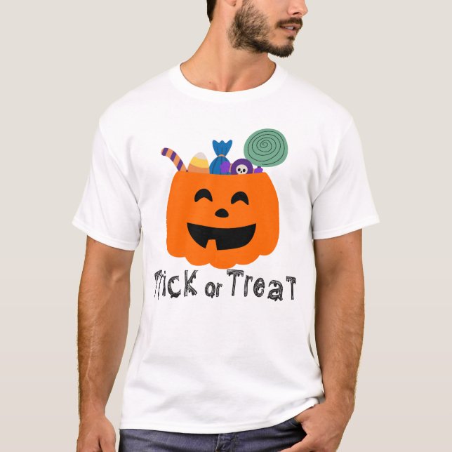 Camiseta Balde de Guloseimas de Abóbora Fofa para Gincana d (Frente)
