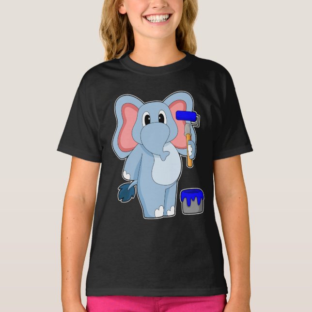 Camiseta Balde de pintura de pintura de elefante (Frente)