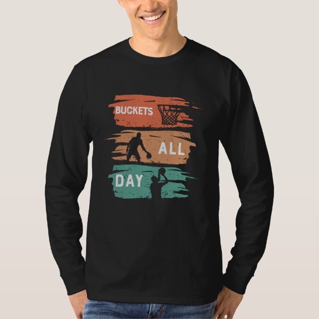 Camiseta Baldes todo o dia | design de basquetebol (Frente)