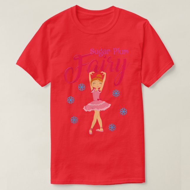 Camiseta Balé Ballerina Dança de Natal Açúcar de ameixa (Frente do Design)