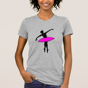 Camiseta Balé Ballerina Neon Dancer Silhouette Quente Rosa