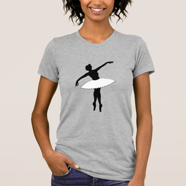 Camiseta Balé Ballerina Neon Dancer Silhouette White (Frente)