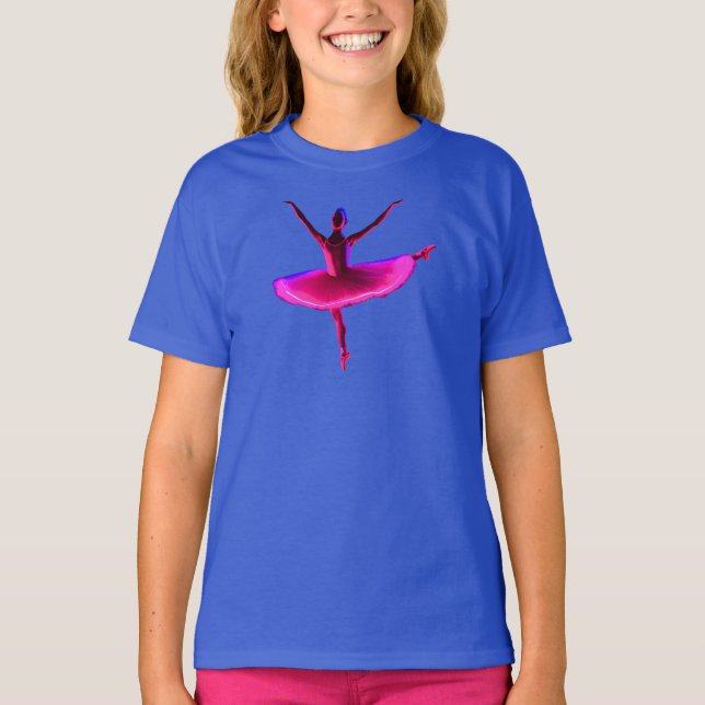 Camiseta Balé Ballerina Pose Brilhante Cores Violetas (Frente)