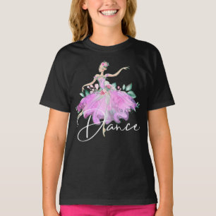 Camiseta balé Ballerina rosa vestida garotas DANCE rosa