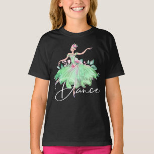 Camiseta balé Ballerina rosa vestida garotas DANCE verde