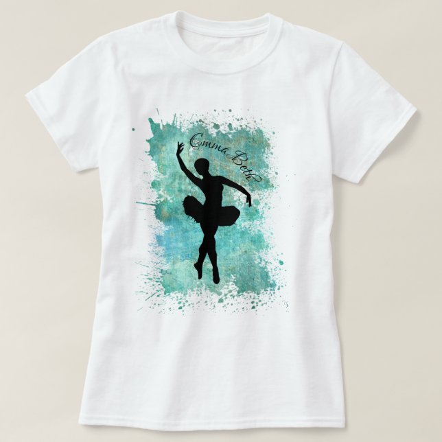 Camiseta Balé Ballerina Silhouette em Azul (Frente do Design)
