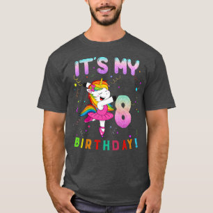 Camiseta Balé Bonito Unicórnio É Meu 8º aniversário