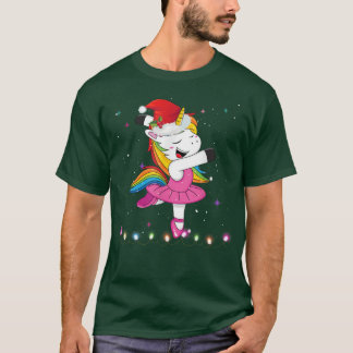 Camiseta Balé Dançarino Unicorn Santa Hat Crianças Meninas 