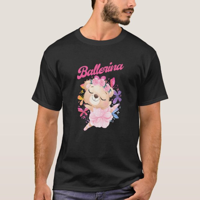 Camiseta Balé Dancer Bear Ballerina, Balé de música T (Frente)
