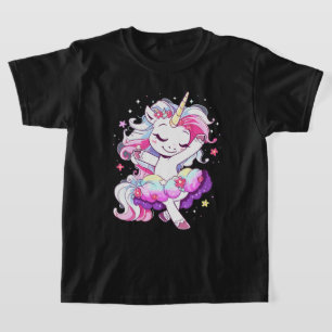 Camiseta Balé Dancer Unicorn Girls Rainbow Ballerin Cor