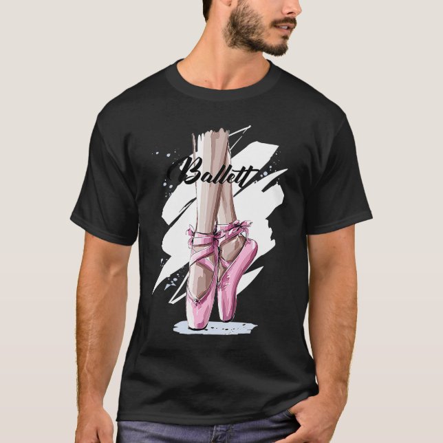 Camiseta Balé de Ballerina lança calçados de bailerinas ros (Frente)