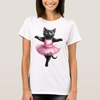Camiseta Balé de dança de bailarina de gato preto