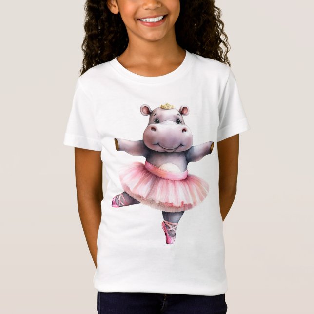Camiseta Balé de dança de bailarina de hipopótamo (Frente)