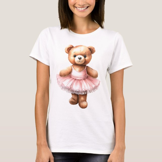 Camiseta Balé de dança de bailarina de ursinho (Frente)