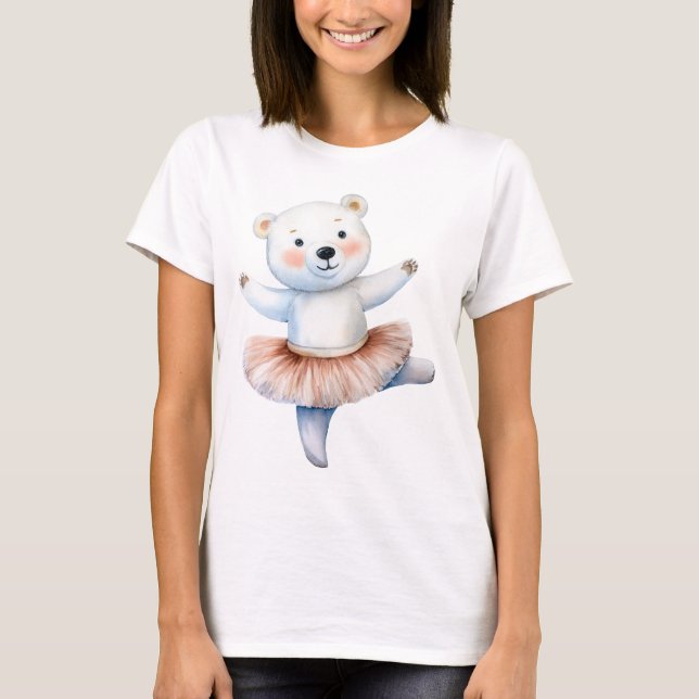 Camiseta Balé de dança de bailarina de urso polar, bonito (Frente)