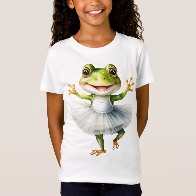 Camiseta Balé de dança de sapo bonito. (Frente)