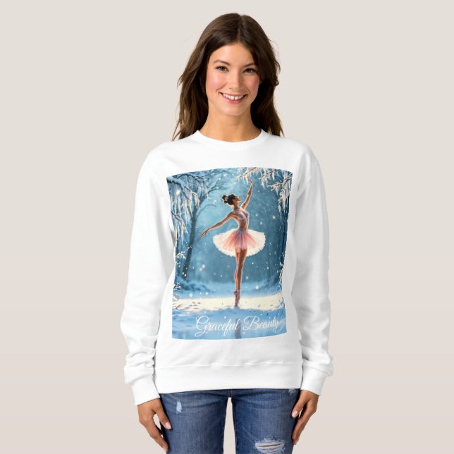 Camiseta Balé de inverno dança gelada vista florestal gelad (Frente Completa)